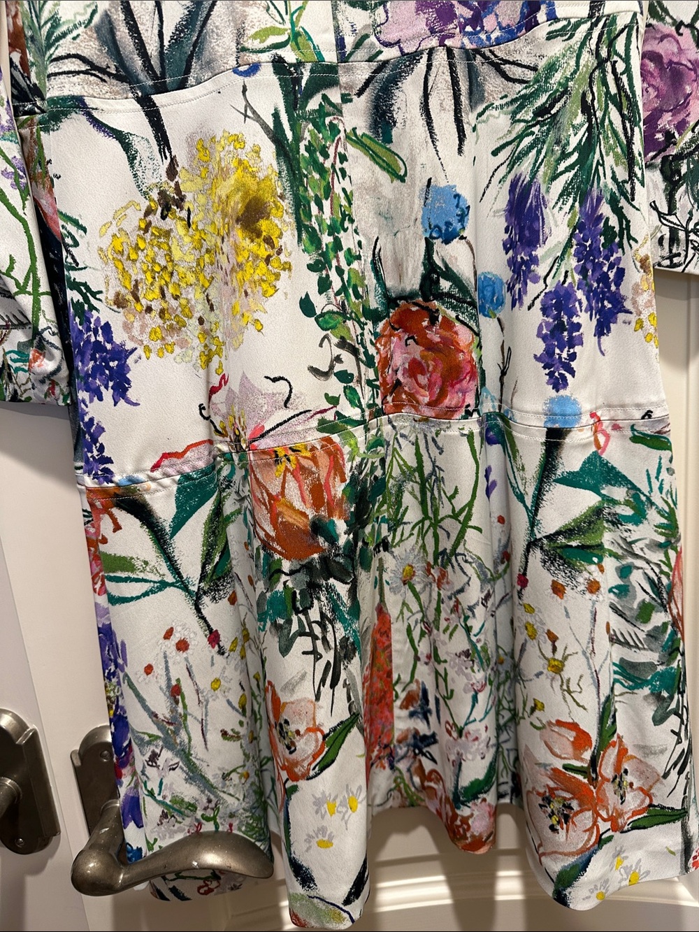 Floral Print Long Sleeve Midi Dress - White Multi - Picture 3 of 4